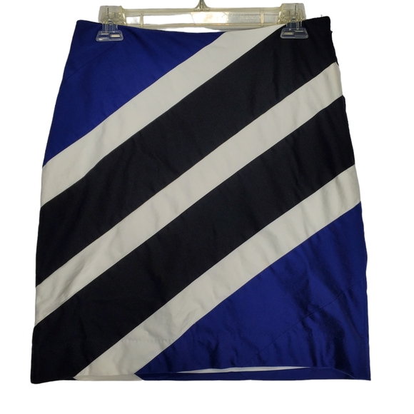 WHBM White House Black Market Mini Pencil Skirt Size 2 Black White Blue - Picture 2 of 9